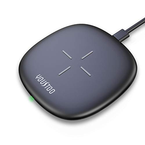 Product Cover YOUSTOO FC01 Wireless Charger, Ultra-Slim Qi-Certified 7.5W USB-C Wireless Charging Pad Compatible with iPhone 11/11 pro/Xs Max/Xs/Xr/8/8 Plus, 10W Compatible Galaxy S10/S10 Plus/S10E/S9, 5W AirPods