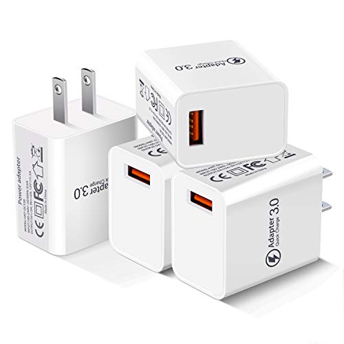 Product Cover USB Wall Charger Fast Adapter, Besgoods 18W 4-Pack Wall Charger Block Home Travel USB Plug Compatible with Wireless Charger, Samsung Galaxy S9 S8/Note 8 9, iPhone, iPad, LG, HTC - White