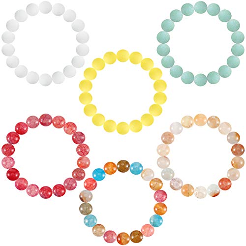 Product Cover Apipi 6 Pcs Lava Stone Bead Bracelet, Natural Gemstone Stretchy Bracelets- Aromatherapy Essential Oil Diffuser Healing Chakras Agate Crystal Elastic Lucky Bracelets Christmas gifts for Women Girls
