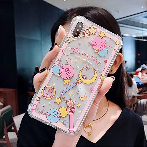 Product Cover for iPhone 7 Plus Case 8 Plus Cover, Japan Anime Cartoon Sailor Moon Case Shockproof Air Cushion Silicone Soft Phone Case Back Cover for iPhone Xs Max XR 6S 7 8 Plus (Moon, for iPhone 7 Plus/8 Plus)