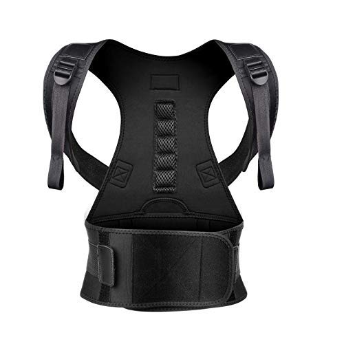 Product Cover Back Brace Posture Corrector L for Women Men with Magnetic Stone Adjustable Neoprene Straps Improves Posture and Provides Lumbar Support for Lower and Upper Back Pain