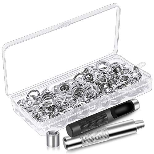 Product Cover Paxcoo 1/2 Inch Grommet Eyelets Kit Include 120 Sets Grommets Eyelets and Grommet Setting Tool with Storage Box