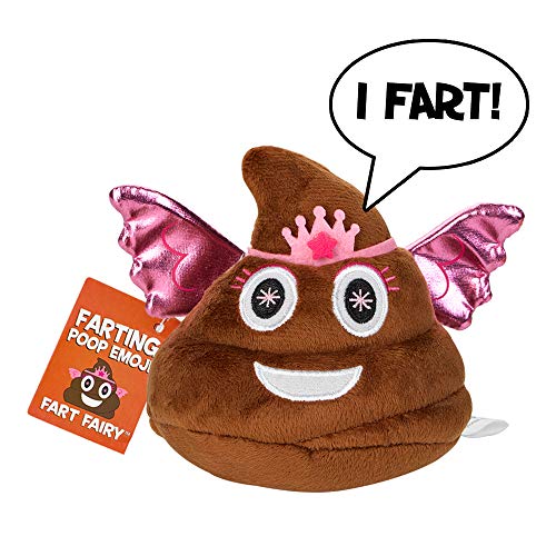 Product Cover Fart Fairy Poop Emoji - Fun Farting Soft Plush Toy for Kids - Makes 7 Funny Fart Sounds Squeeze to Activate - Childrens Potty Training Buddy - Cute Stuffed Dog Toys or Gifts for Girls - Size 4 x 4.5