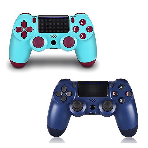 Product Cover 2 Pack Controller for PS4,Wireless Controller for Playstation 4 with Dual Vibration Game Joystick (Midnight Blue+Berry)