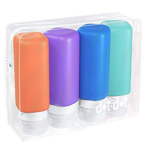 Product Cover Leak Proof Refillable Silicone Travel Bottles - 3oz Travel Size Containers - Squeeze Bottle with TSA Bag