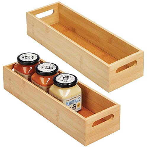 Product Cover mDesign Slim Bamboo Kitchen Cabinet & Fridge Drawer Organizer Tray - Storage Bin for Cutlery, Serving Spoons, Cooking Utensils, Gadgets - 4.6
