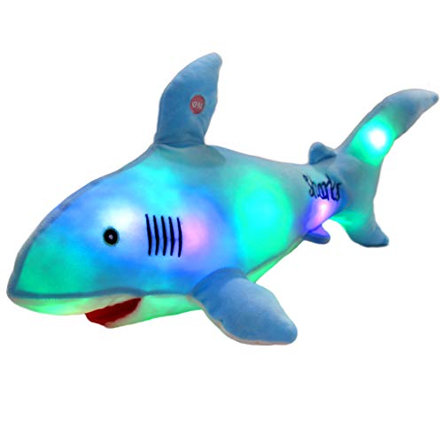 Product Cover Bstaofy LED Blue Shark Stuffed Animal Glow Plush Ocean Species Toy Night Lights Birthday for Kids, 20 Inches