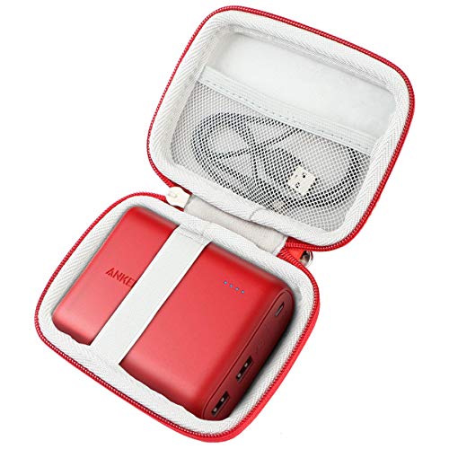 Product Cover Khanka Hard Travel Case Replacement for Anker PowerCore 13000 13000mAh 10400 Portable Charger 2-Port Ultra Battery Power Bank (red Zipper)