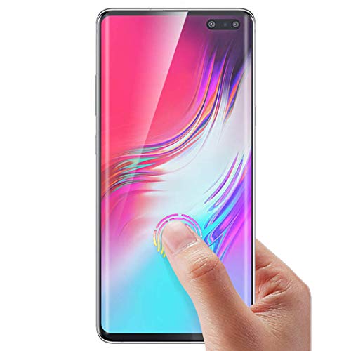 Product Cover Tamoria Screen Protector for Galaxy S10 5G 0.2MM Curved Tempered Glass Fingerprint Sensor Compatible for S10 5G Full 3D Curved Edge Tempered Glass Screen Protector for Samsung Galaxy S10 5G