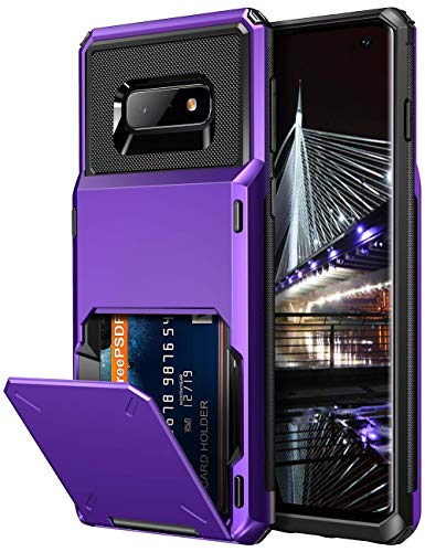 Product Cover Vofolen Case for Galaxy S10e Case Wallet [4 Card Pocket] Card Holder Slot Scratch Resistant Dual Layer Protective Bumper Tough Rubber Armor Hard Shell Cover Case for Samsung Galaxy S10 E (Purple)