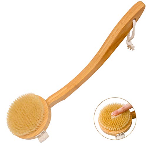 Product Cover Zhuoyue Body Back Bath Brush - for Shower with Long Handle, Back Washer Scrubber Dry Brush for Lymphatic, Exfoliator, Anticellulite