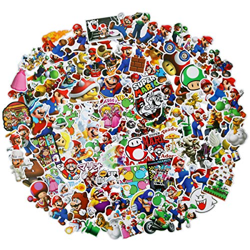 Product Cover Meet Holiday Super Mario Stickers 100 PCS Cute Cartoon Game Comics Vinyl Waterproof Stickers Kids Room Decor Sticker (Super Mario)