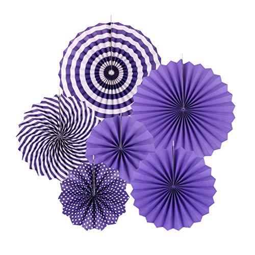 Product Cover zilue Hanging Purple Paper Fans Decoration Set for Wedding Birthday Party Easter Day Round Events Accessories Set of 6