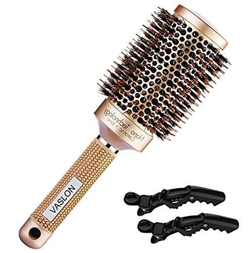 Product Cover VASLON Thermal Ceramic Ionic Round Barrel Hair Brush with Boar Bristle, Blowout Brush for Blow Drying,Nano Curling &Straightening