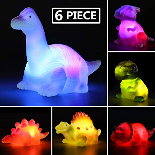 Product Cover MAPIXO 6 Packs Light-Up Floating Dinosaur Bath Toys Set, for Baby Toddler Nephew in Birthday Christmas Easter , Great Water Bathtub Shower Pool Bath Toy for Children Preschool