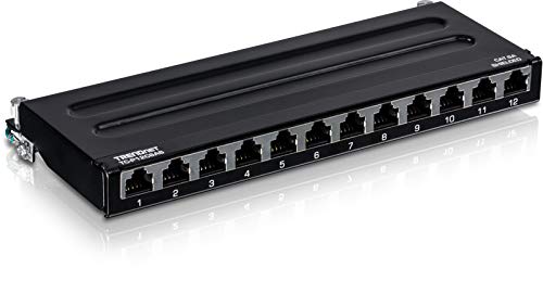 Product Cover TRENDnet 12-Port Cat6A Shielded Wall Mount Patch Panel, 1000BASE-T / 10GBASE-T Support, Wall mounting Options, Compatible with cat5e, cat6, cat6a, 110 or Krone Type, TC-P12C6AS