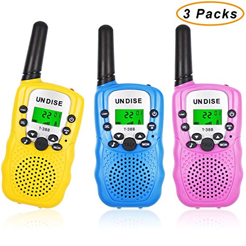 Product Cover undise Walkie Talkies for Kids 3 Mile Range Mini 22 Channels 2 Way Radio Toy Kids Walkie Talkies with Flashlight for Outside Adventures, Camping, Hiking, 3 Packs