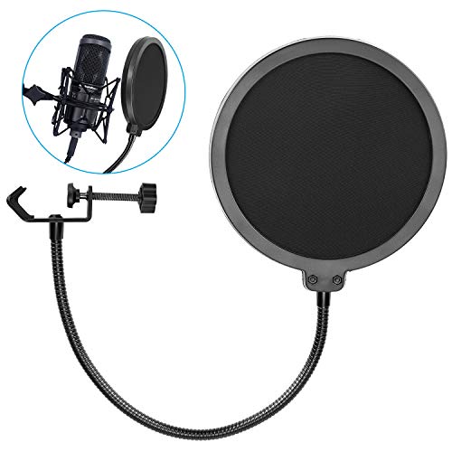 Product Cover 2019 Upgrade Microphone POP Filter, Bee-life 6 inch Dual Layered POP Shield with Flexible 360°Gooseneck Clip Stabilization Arm for Bule Yeti, Studio Mic, Broadcasting and Vocal Recording