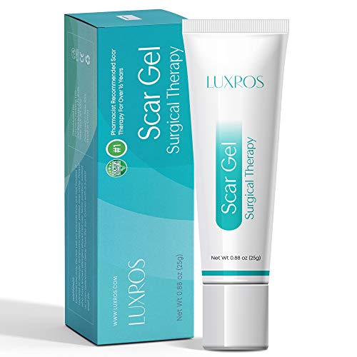 Product Cover LUXROS Advanced Surgical Scar Remover Gel for Old and New Scars - Medical Grade Silicone Gel to Remove Scars from Surgery, Injury, Burns, Acne - 25g - Reduces Appearance of Keloid Scars