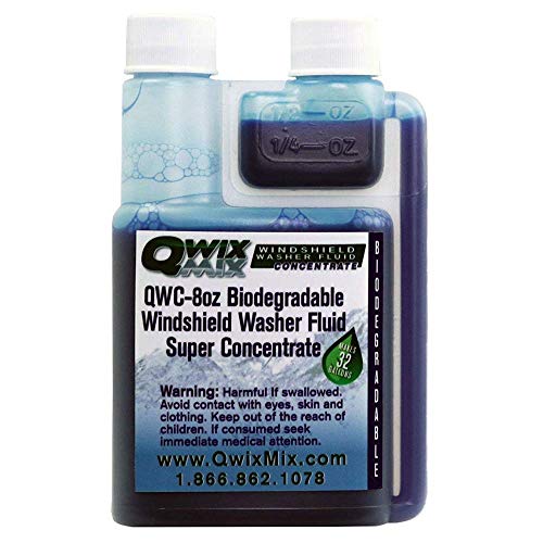 Product Cover Qwix Mix Biodegradable Windshield Washer Fluid Concentrate, 1 Bottle Makes 32 Gallons, 1/4 oz. Makes 1 Gallon - Bug & Grime Remover, Superior Commercial Grade Glass Cleaner, Single