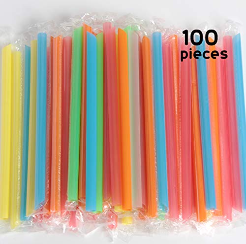 Product Cover SBYURE Jumbo Drinking Straws Individually Wrapped,100 Pack 9 Inch Long Extra Wide Smoothie 0.45