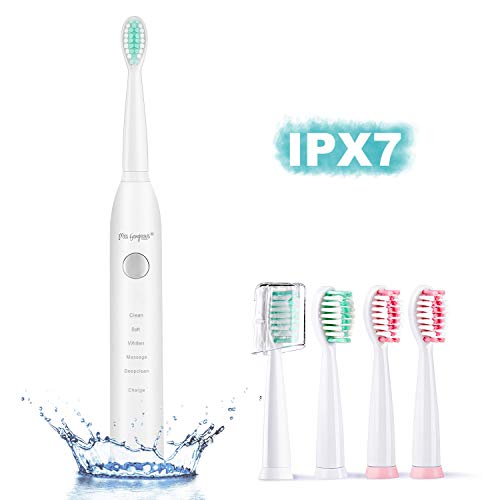 Product Cover Miss Gorgeous Sonic Electric Toothbrush for Kids and Adult, USB Rechargeable Toothbrush, 5 Modes with 2 Min Build in Timer with 4 Replacement Heads (IPX7 Waterproof, Fast Charging)