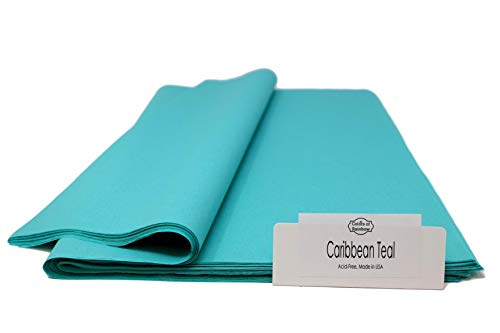 Product Cover Caribbean Teal Tissue Paper - 96 Sheets - 15 Inch x 20 Inch - for Gift Bags, Gift Wrapping, Flower, Party Decoration, Pom Poms - Premium Quality Made in United States