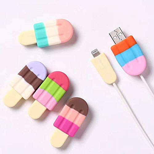 Product Cover Maimuxi 5 Pack Cable Protector Cable Bites Protectors USB Cable Protectors Data Line for iPhone 4 5 6 Plus X 7 8 9 10 11 Plus 6S 5S（Random Color）