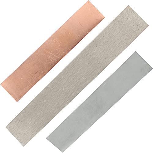 Product Cover Anode Set-1 Pc 1 X 6 X 0.04 Inch Pure Nickel Anode Sheet, 1 Pc 3.93 x 0.79 x 0.04 Inch Copper Anode Sheet and 1 Pc 3.93 x 0.79 x 0.04 Inch Zinc Anode Sheet, for Plating and Electroplating