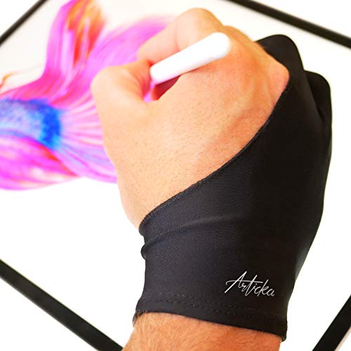 Product Cover Articka Artist Glove for Drawing Tablet (Two-Finger, Reduces Friction, Elastic Lycra, 1 Unit of Free Size, Good for Right and Left Hand)