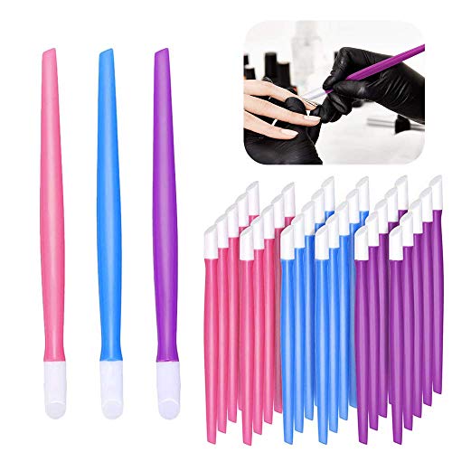 Product Cover YBB 90 Pcs Rubber Nail Cuticle Pusher Plastic Handle, Rubber Tipped Nail Cleaner Colored Nail Tool for Home Nail Shop (3 Colors)