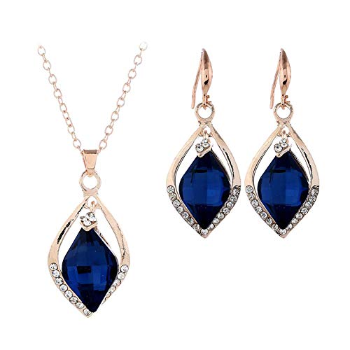 Product Cover Tcplyn Women's Jewellry Set Wedding Bridal Blue Crystal Necklace Earring Set Gift for Women Girls Durable and Useful