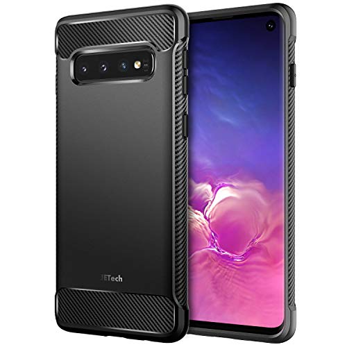 Product Cover JETech Case for Samsung Galaxy S10, Protective Cover with Shock-Absorption and Carbon Fiber Design, Black