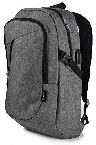 Product Cover Laptop Travel Backpack - Adjustable Shoulder Straps, Zippered Compartments with Side Pockets for Water Bottle or Umbrella. Headset and USB Charging Port. Perfect for School, Business or Traveling.