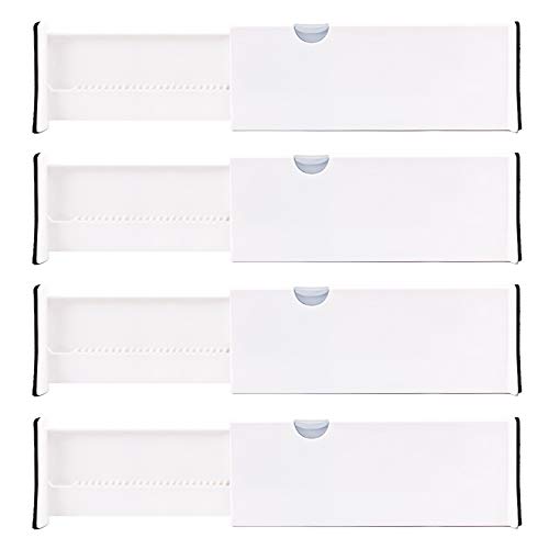 Product Cover Kingrol 4 Pack Expandable Drawer Organizers Dividers with Nonslip Ends, Household Separators for Kitchen Utensils Dressers Clothes Craft Office Supplies