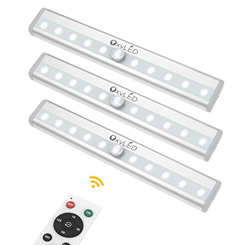 Product Cover Remote Control Cabinet Lights, OxyLED Dimmable 10-LED Wireless Under Cabinet Lighting, Battery Operated Closet Light, LED Night Light Bar with Magnetic Strip for Closet, Cabinet, Wardrobe (3 Pack)