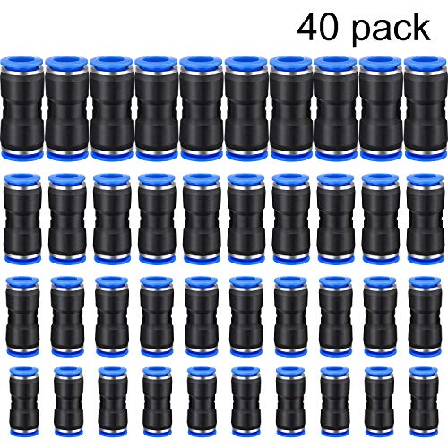 Product Cover 40 Pieces Straight Push Connectors, 6/8 /10/12 mm Quick Release Pneumatic Connectors Air Line Fittings for 1/4 5/16 3/8 1/2 Tube (2 Way)