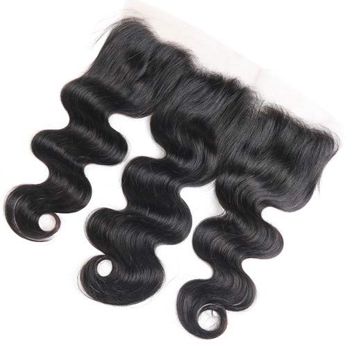 Product Cover 13 x4 Lace Frontal Body Wave,Unprocessed Brazilian Virgin Remy Hair Ear To Ear Lace Frontal With Baby Hair Natural Color Knots Can Be Bleached (8 inch)