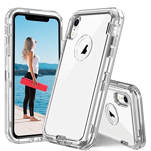 Product Cover for iPhone XR Case Clear,JS Crystal3 in 1 Heavy Duty Defender Shockproof Full-Body Protective Case Hard PC Shell & Soft TPU Bumper Cover for iPhone xr 2018 Released-Transparent