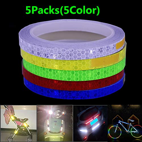 Product Cover Alovexiong 5Color Self-Adhesive DIY Decoration Rim Safety Warning Lighting Sticker Bike Reflective Adhesive Tape Stripe for Bike Motorcycle,Car,Bicycle