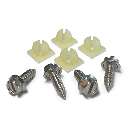 Product Cover Stainless Steel License Plate Screws - OE Style Fastener Kit with Nylon Inserts for Fastening License Plates, Frames & Covers (Stainless Steel)