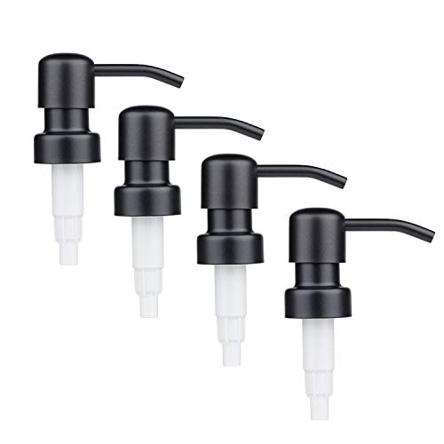 Product Cover KEEGH Soap Dispenser Replacement Pump, 4pack Rust-Proof Stainless Steel with Black Metal Coated Pumps Fit Standard 8oz / 16oz Boston Round Bottles