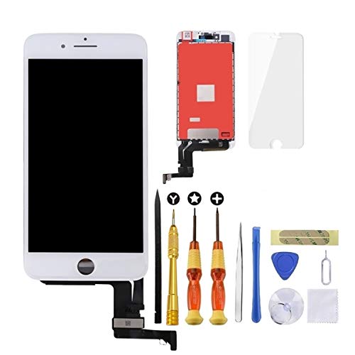 Product Cover Lansupp iPhone 8 Plus Screen 3D Touch Screen Glass Digitizer Frame Assembly Set with Tempered Glass Screen Protector + Repair Tools + Instruction (5.5 Inch White)