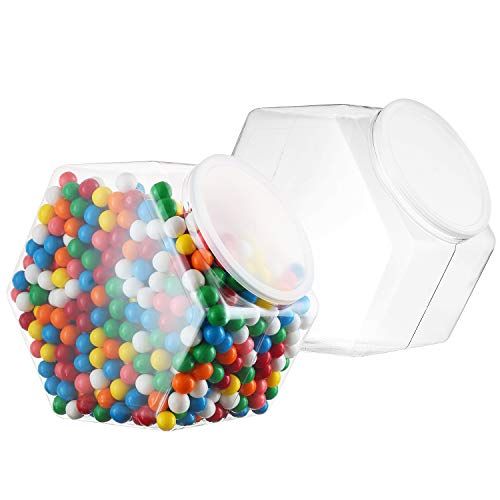 Product Cover Pack of 2-1 Gallon Cookie Containers with Lids - Plastic Clear Candy Container - Kitchen Countertop Jars - Wide Mouth Opening for Easy Refill - Great for Homemade Cookies, Cakes, Food Safe