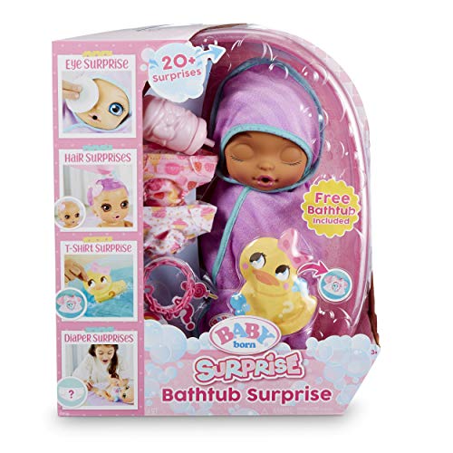 Product Cover Baby Born Surprise Bathtub Surprise Purple Swaddle Bow