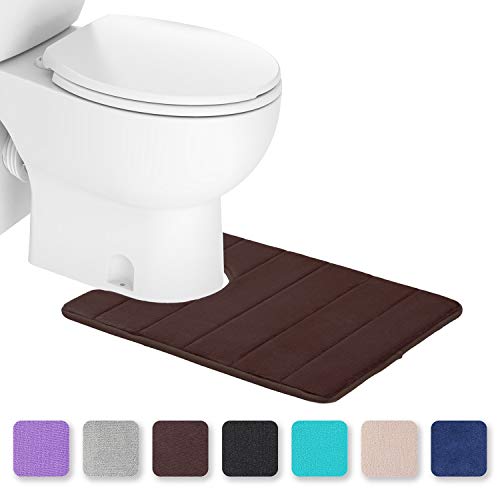 Product Cover Colorxy Memory Foam Bath Mat - Soft & Absorbent Bathroom Toilet Bath Rugs U-Shaped Non Slip Commode Contour Rug, 20