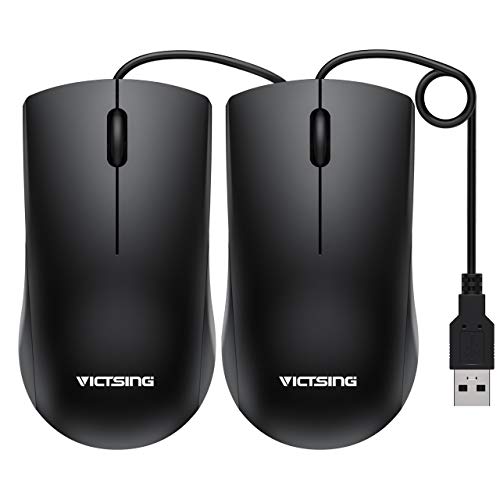 Product Cover VicTsing Computer Mouse 2 Pack, 2019 Upgraded USB Mouse Optical Wired Mouse with 25% Higher Effeciency for Office Work, Compatible with Computer Laptop, PC, Desktop, Windows 7/8/10/XP, Vista and Mac