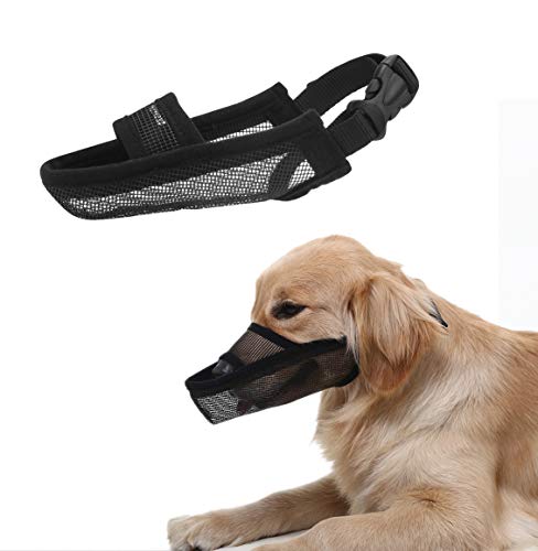 Product Cover Crazy Felix Nylon Dog Muzzle for Small Medium Large Dogs, Air Mesh Breathable and Drinkable Pet Muzzle for Anti-Biting Anti-Barking Licking (L, Black)
