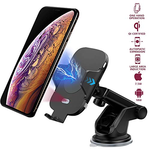 Product Cover Gugusure Wireless Car Charger Mount, Auto-Clamp Car Charger Mount, Infrared Qi Fast Car Charging, Windshield Dashboard Air Vent Compatible with iPhone Xs/Max/Xr/X/8+/8, Samsung S9+/S9/S8+/S8
