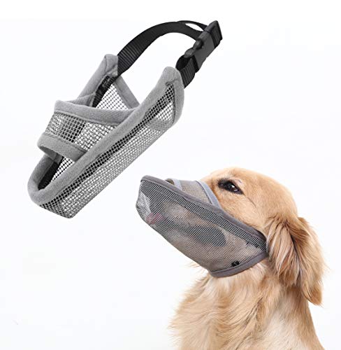 Product Cover Crazy Felix Nylon Dog Muzzle for Small Medium Large Dogs, Air Mesh Breathable and Drinkable Pet Muzzle for Anti-Biting Anti-Barking Licking (L, Grey)